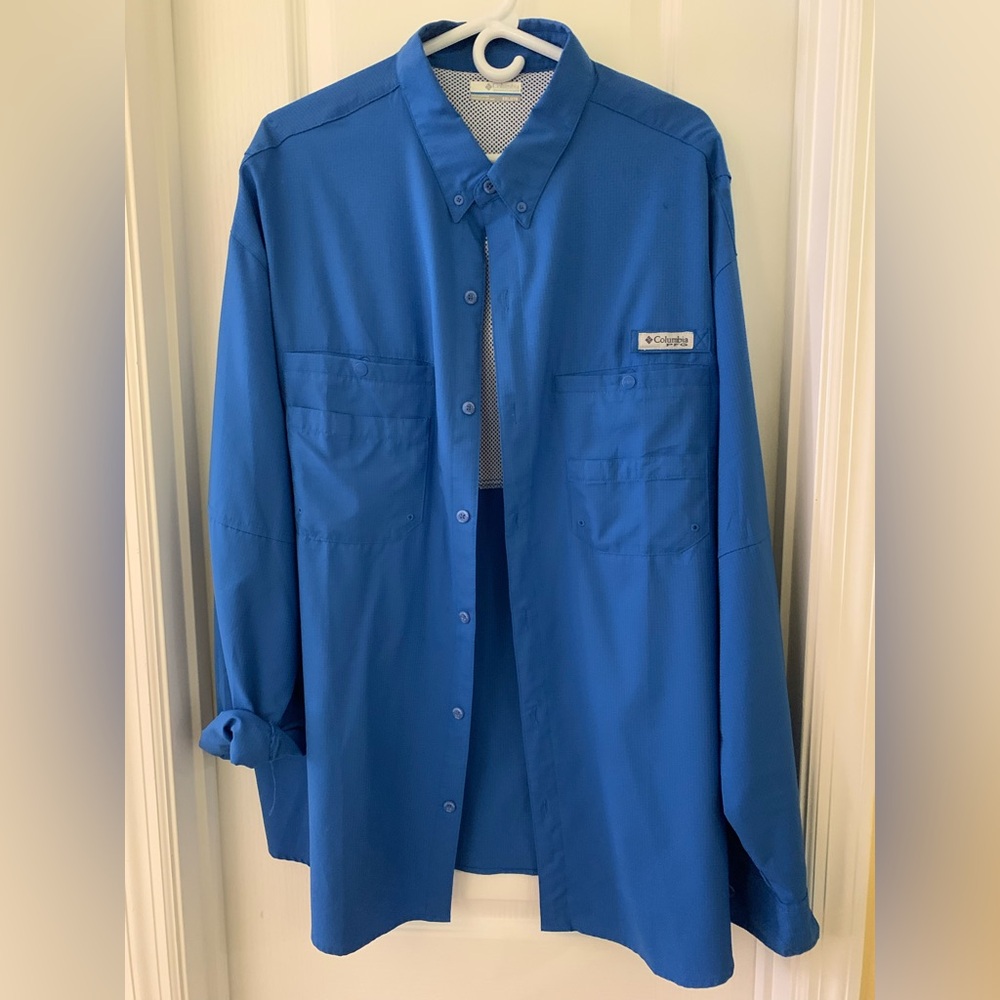 Columbia Blue Mesh Lined Shirt XXL
